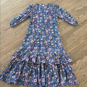 Warm Blue and Red Maxi Dress